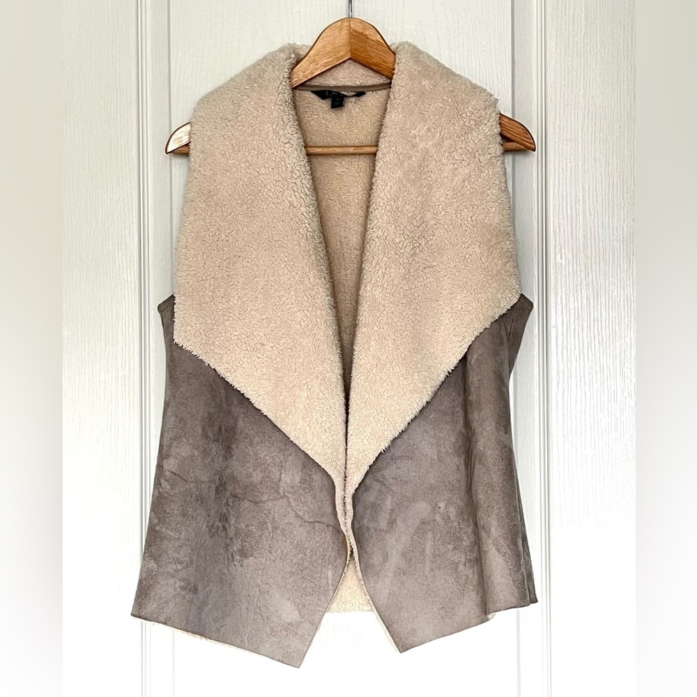 LAUREN Ralph Lauren Waterfall Faux Suede & Sherpa Vest Sz M Gorpcore Lite Boho - Picture 2 of 11